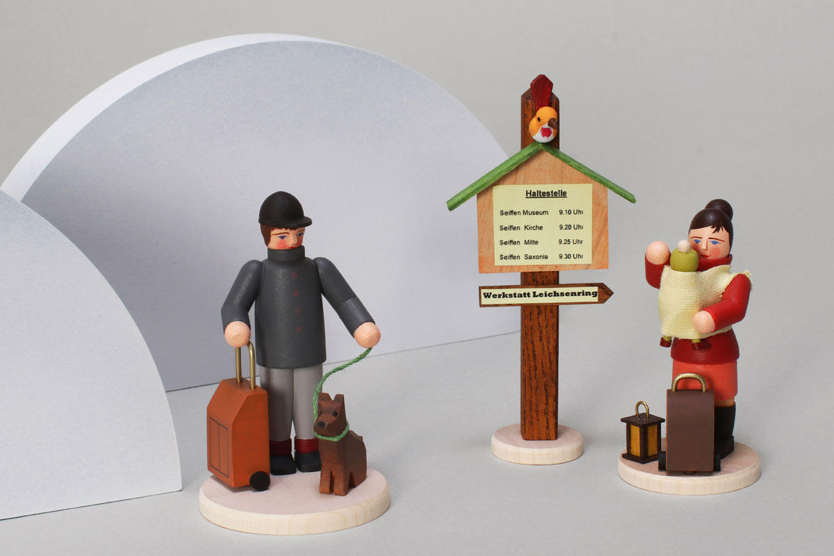Mettengänger NEU Touristen Satz14 Weihnachtliche Miniatur Kirche Seiffen Holz